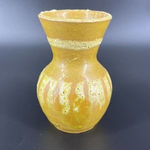 Vintage Mini Small Vase Yellow Textured Glaze Made in Italy